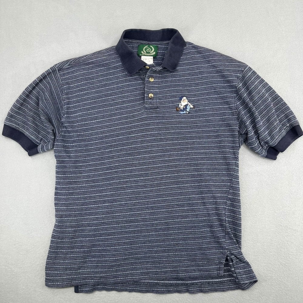 Disney Golf Collection Mens Blue Striped Polo Shirt Doc Snow White Size M